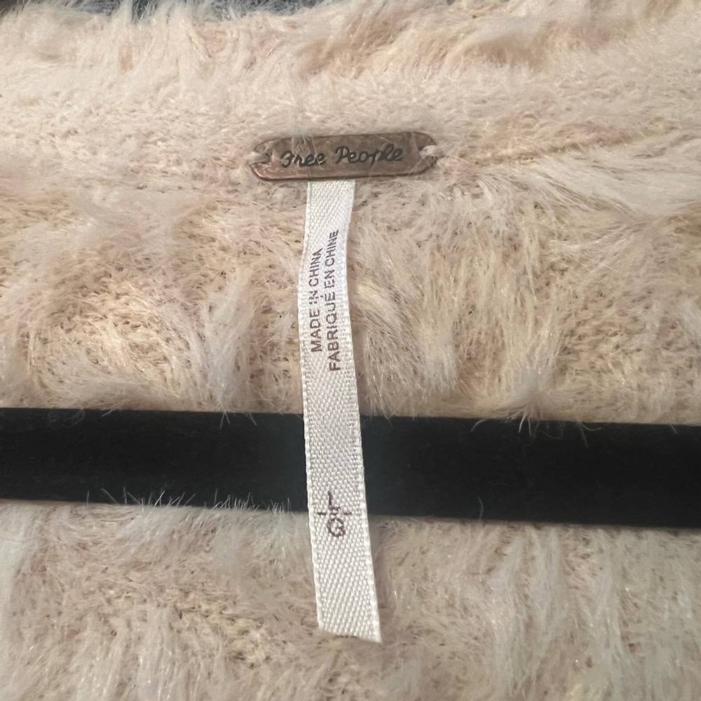Free People Faux Fur Cardi Cardigan Sz L - Picture 7 of 10